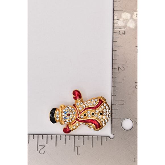 Monet Vintage Crystal Christmas Snowman Pin Brooch Rhinestone Gold Signed BinBP - Picture 12 of 12